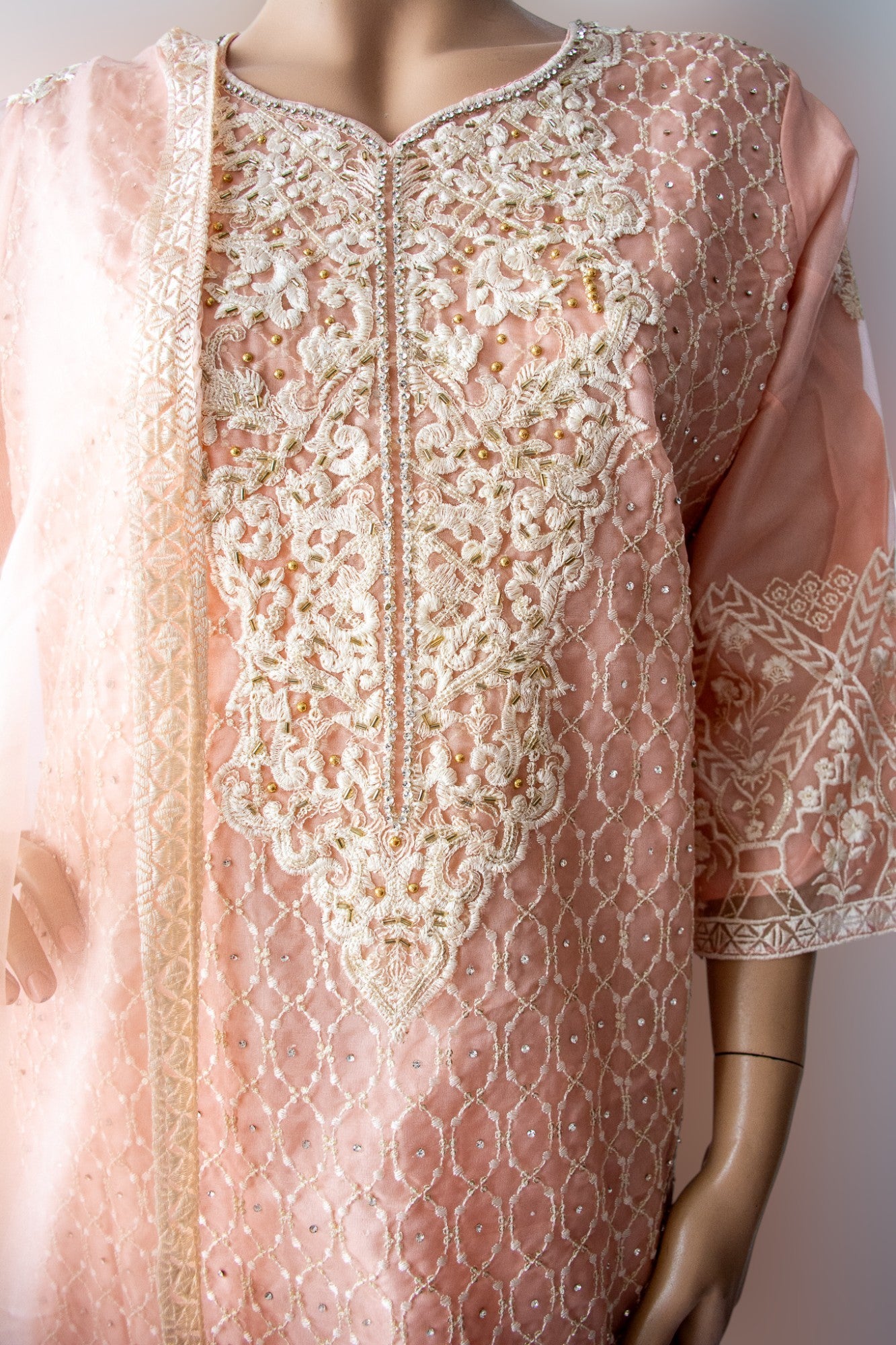 HUSNARA Georgette with Exclusive Zari, Thread and Sequence Embroidery Work Bottom & Inner Dress