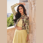 Luxe Embroidered Gown with Floral Jacket