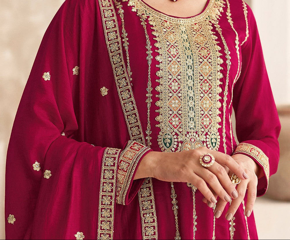 Purple Multi Embroidered Style Punjabi Suit