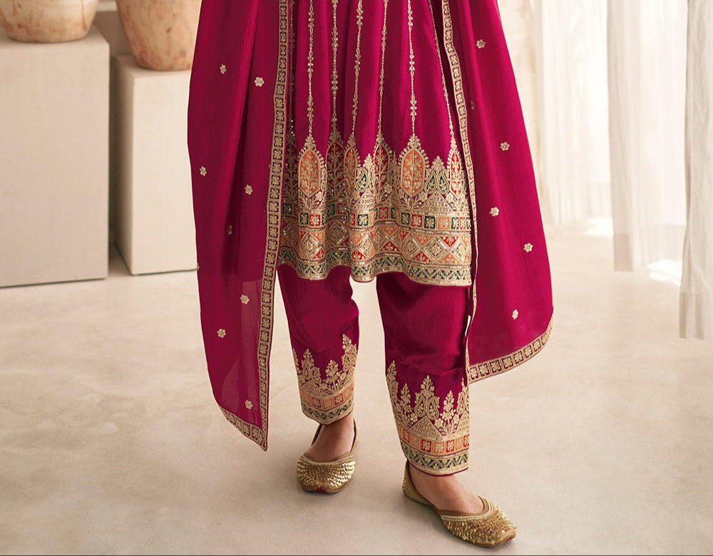 Purple Multi Embroidered Style Punjabi Suit