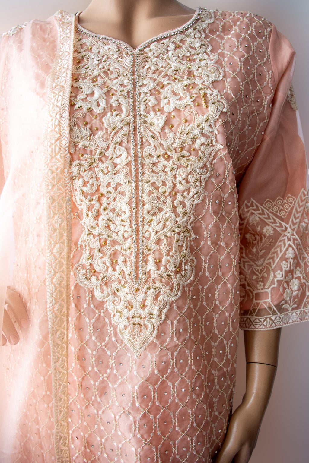 HUSNARA Georgette with Exclusive Zari, Thread  and Sequence Embroidery Work  Bottom & Inner Dress