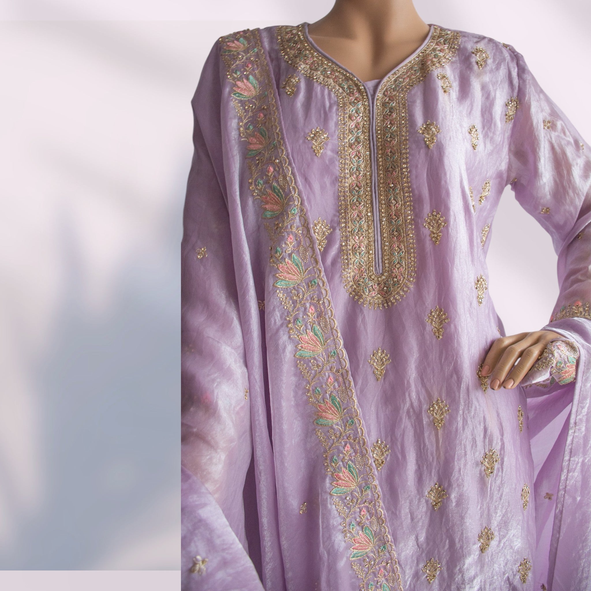 Canton Georgette with Exclusive Zari, Thread & Embroidery Dress