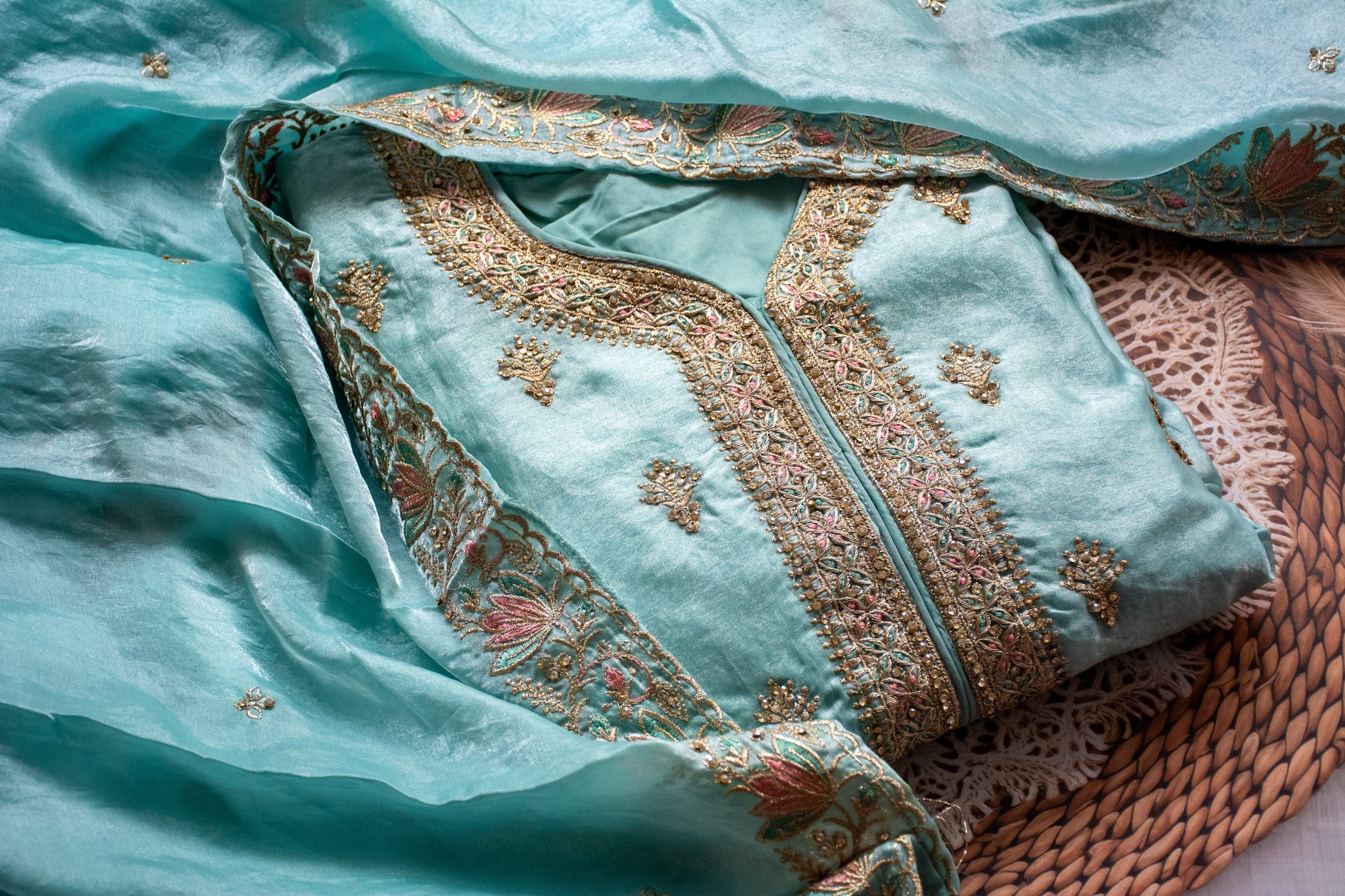 Canton Georgette with Exclusive Zari, Thread & Embroidery Dress