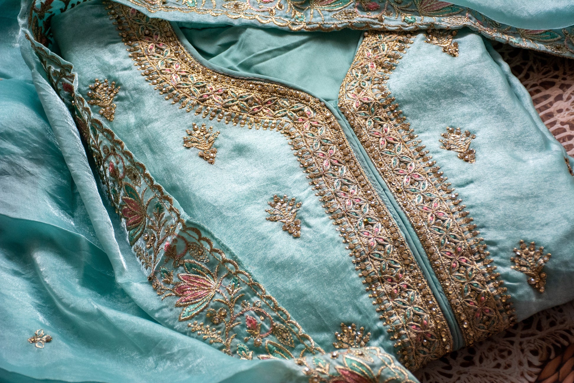 Canton Georgette with Exclusive Zari, Thread & Embroidery Dress
