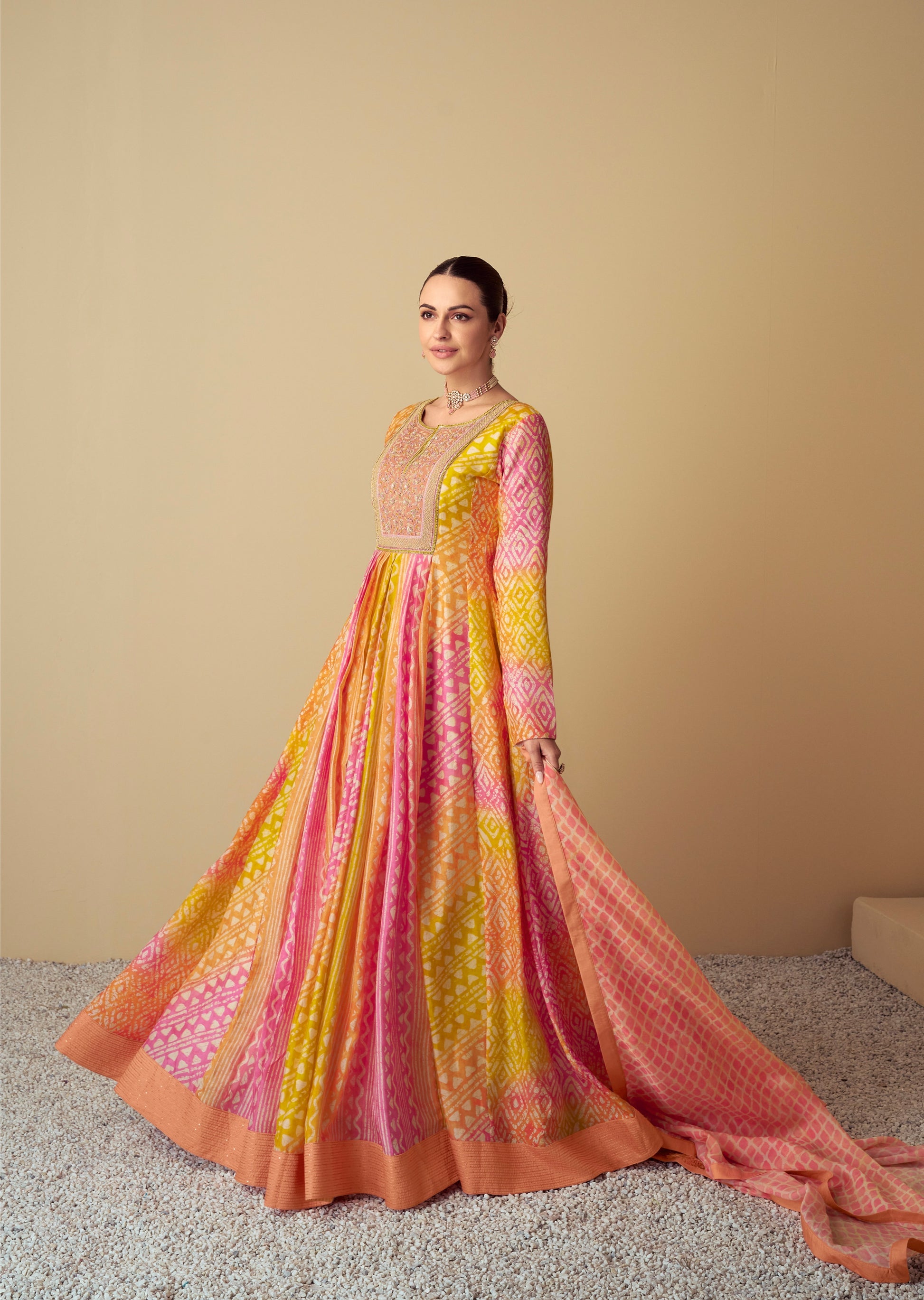 Gulkayra Designer Real Muslin Digital Print Gown with Dupatta