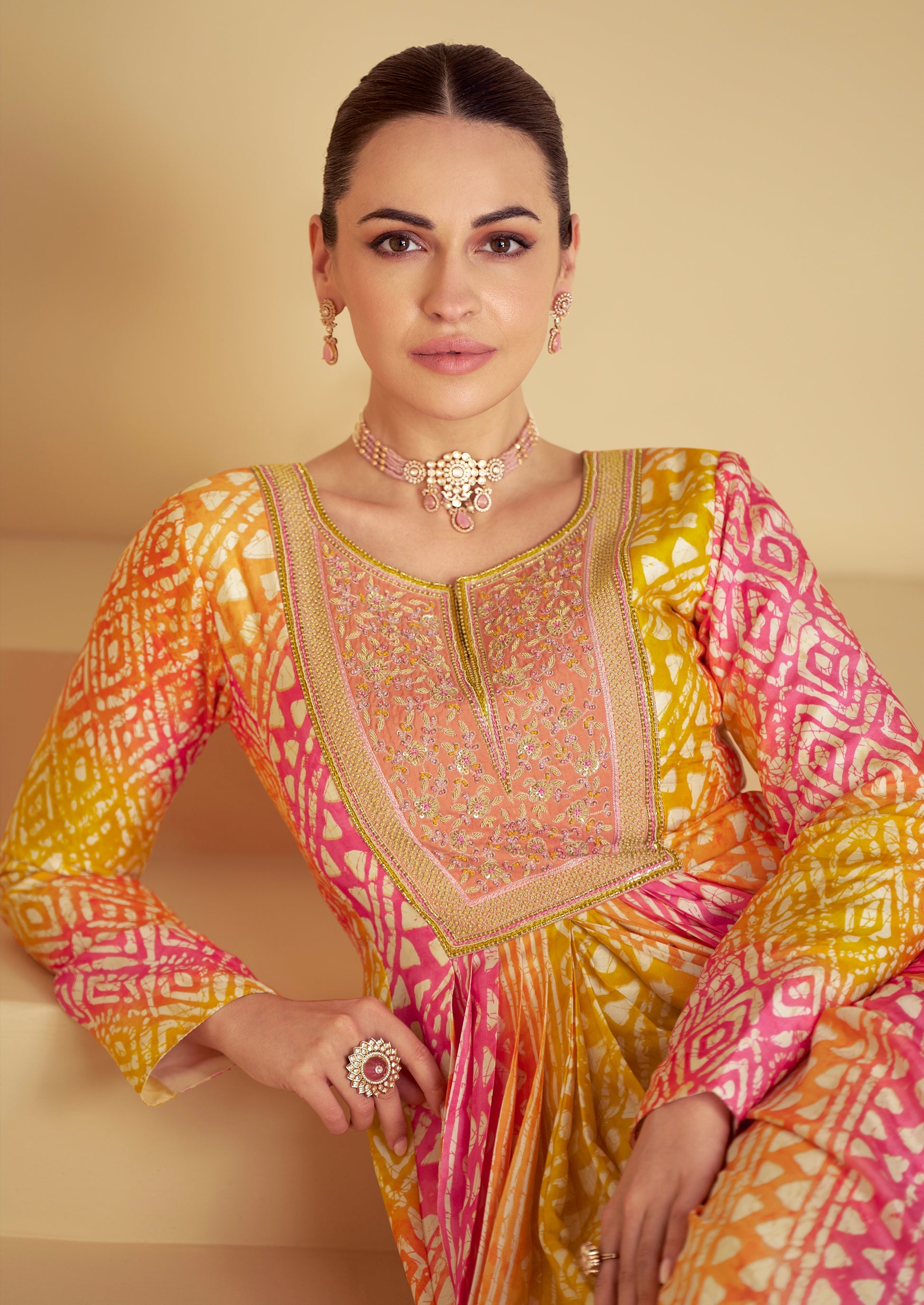 Gulkayra Designer Real Muslin Digital Print Gown with Dupatta