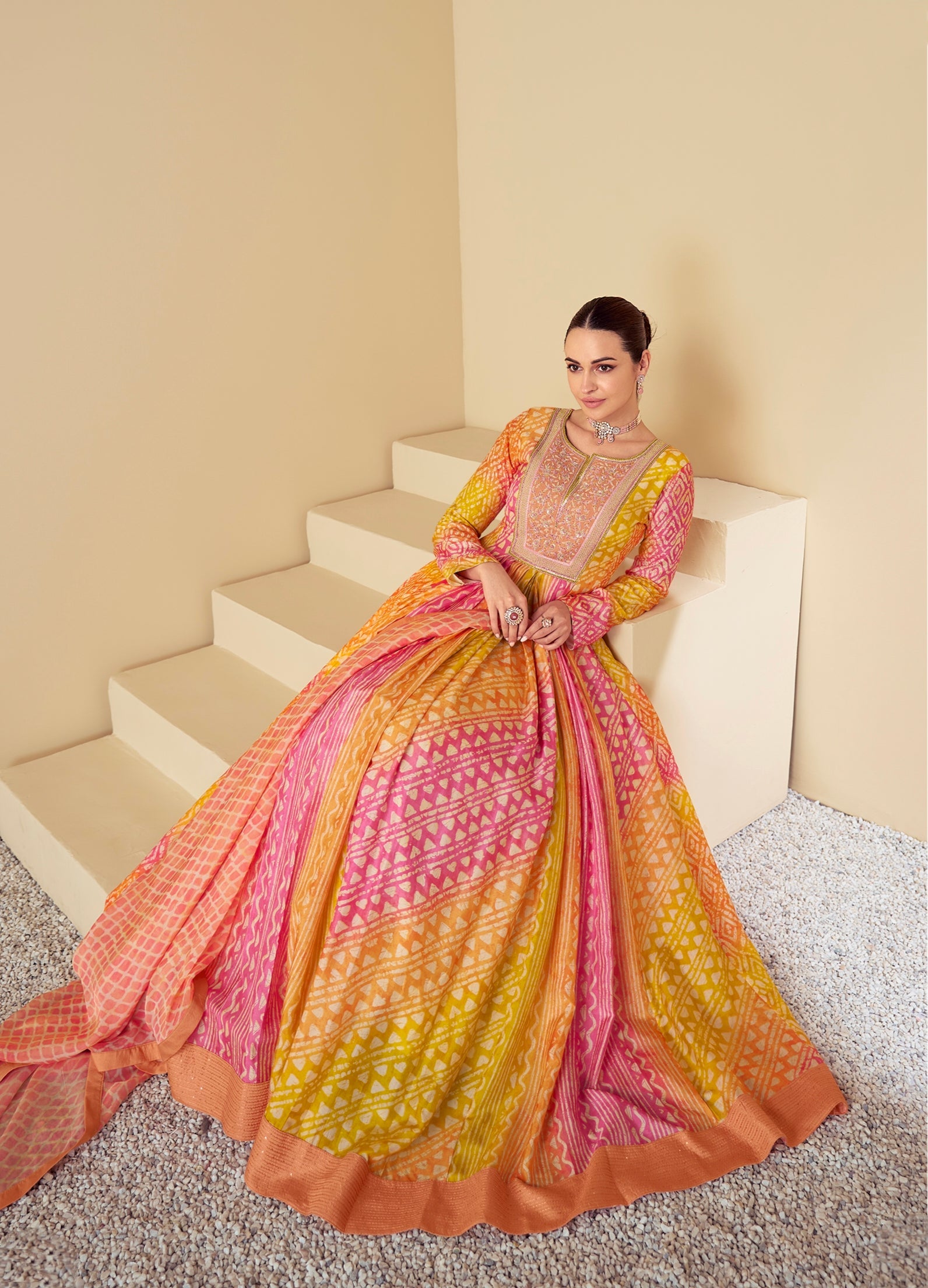 Gulkayra Designer Real Muslin Digital Print Gown with Dupatta
