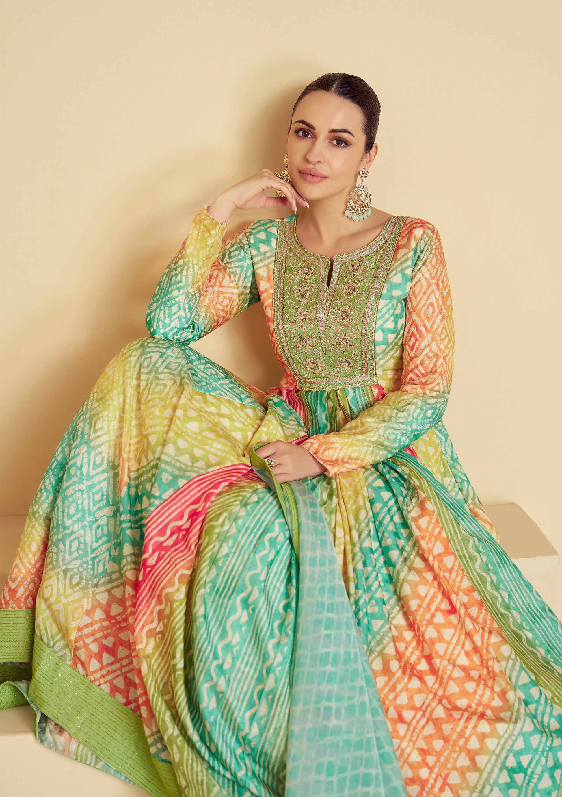 Gulkayra Designer Real Muslin Digital Print Gown with Dupatta