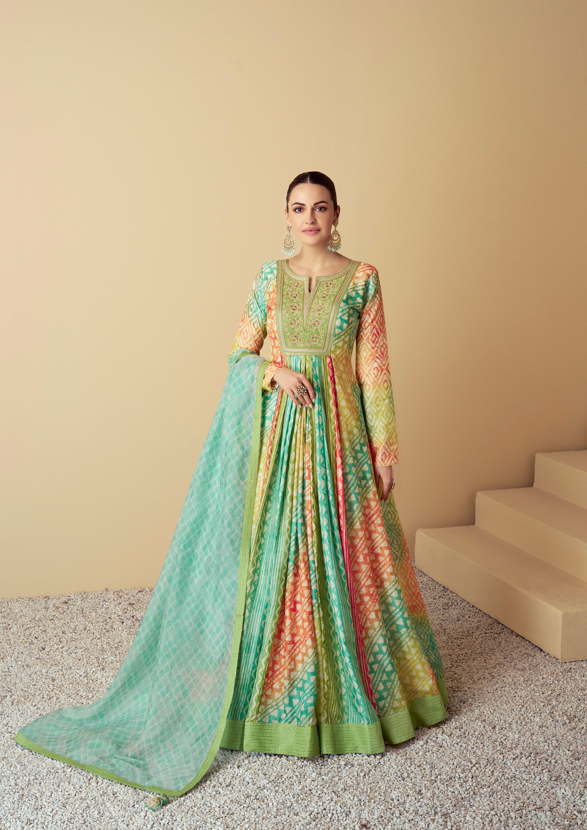 Gulkayra Designer Real Muslin Digital Print Gown with Dupatta