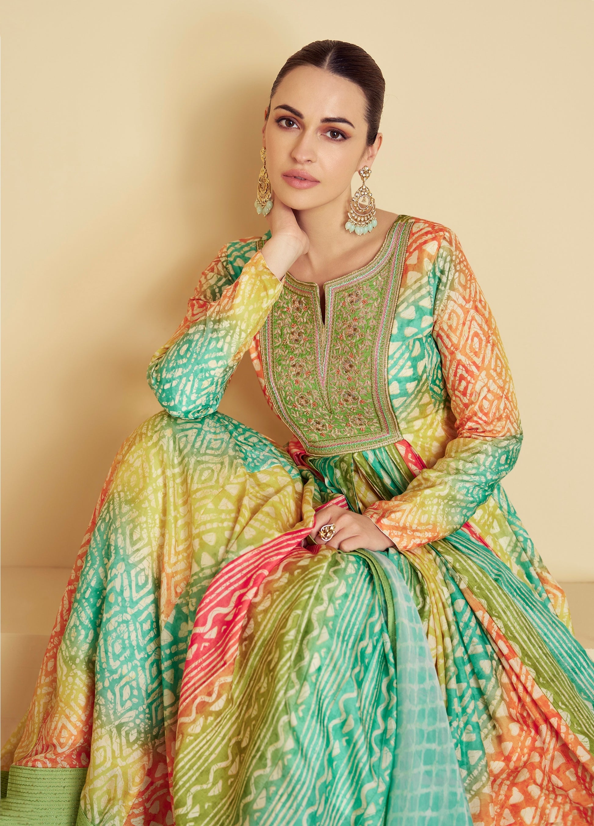 Gulkayra Designer Real Muslin Digital Print Gown with Dupatta