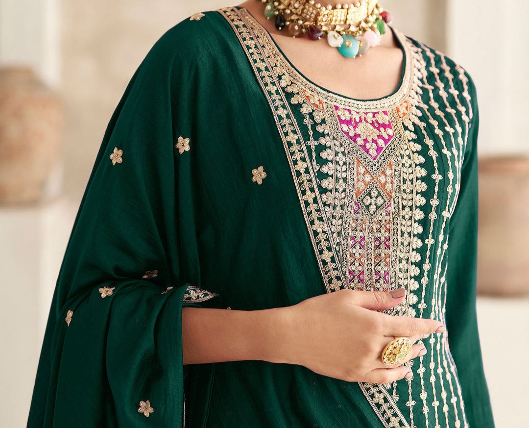 Purple Multi Embroidered Style Punjabi Suit