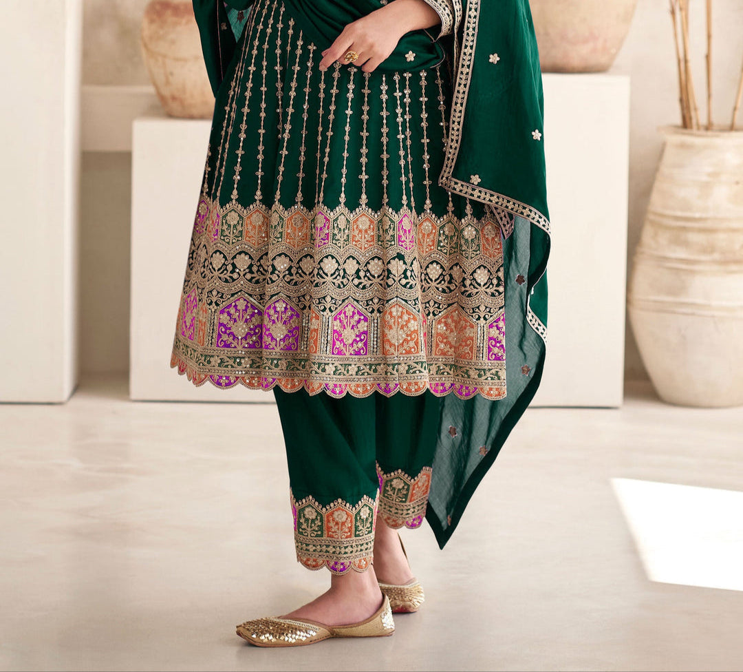 Purple Multi Embroidered Style Punjabi Suit