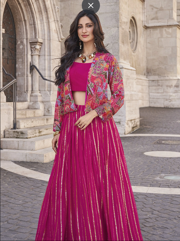 Luxe Embroidered Gown with Floral Jacket