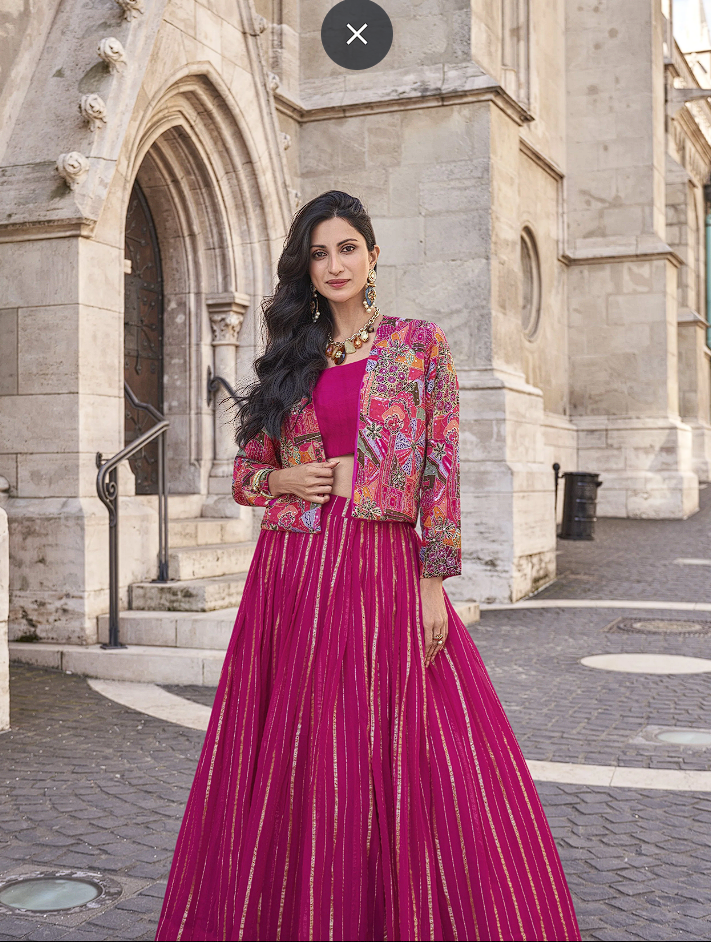 Luxe Embroidered Gown with Floral Jacket