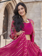 Luxe Embroidered Gown with Floral Jacket
