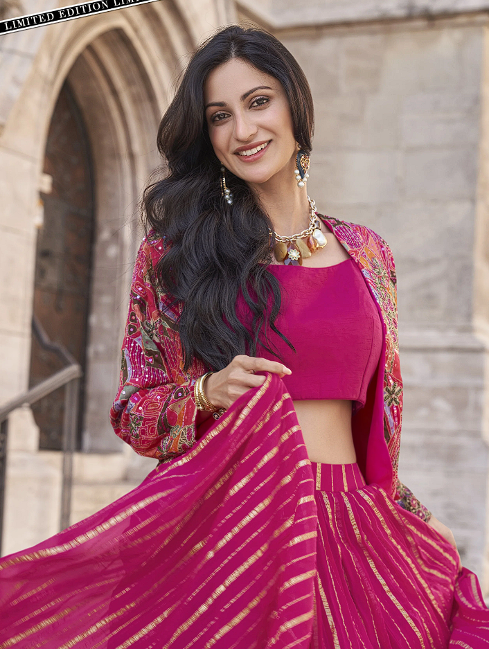 Luxe Embroidered Gown with Floral Jacket