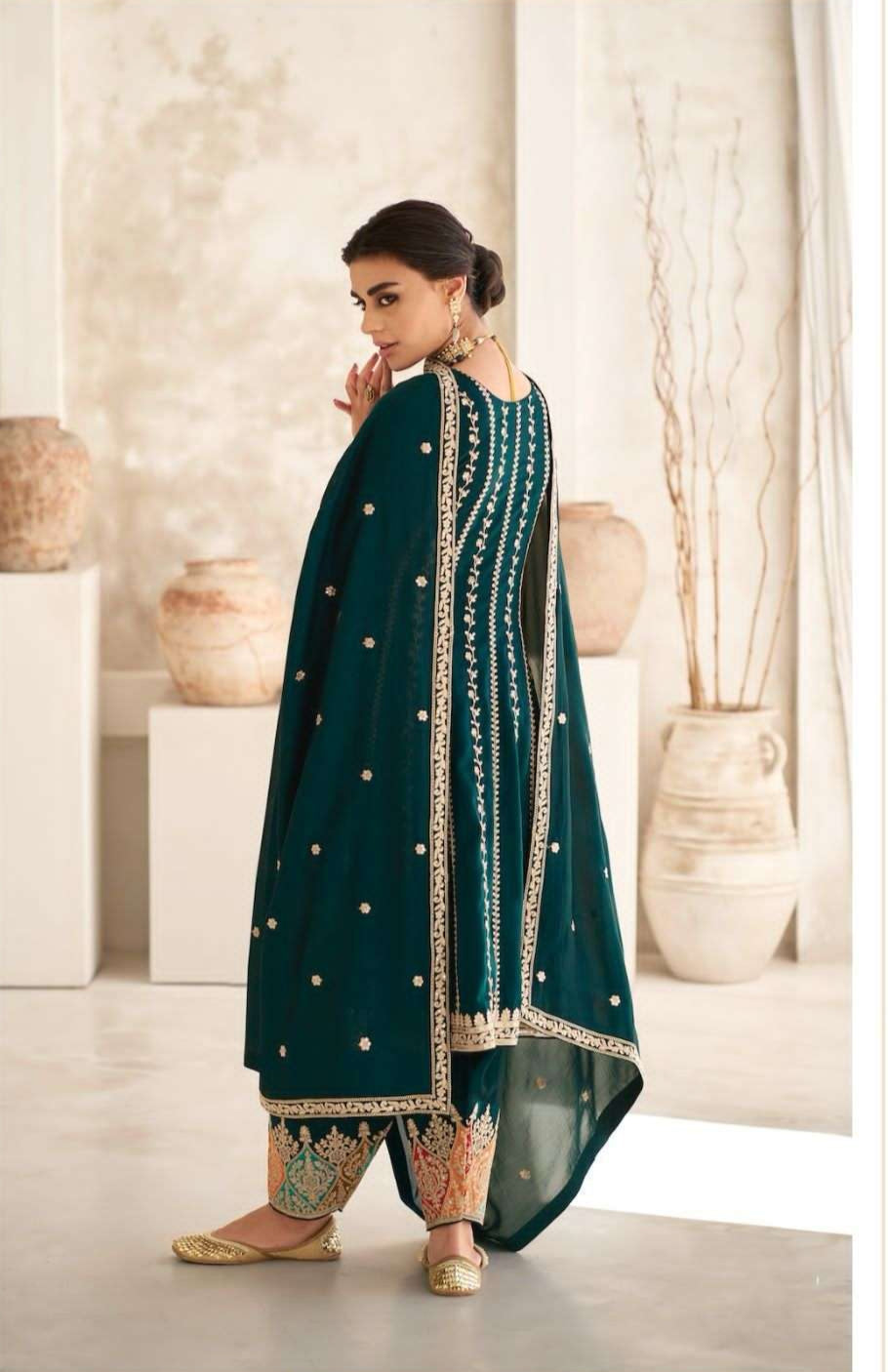 Purple Multi Embroidered Style Punjabi Suit