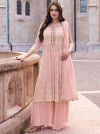SAYURI AFSANA Yellow Embroidered Readymade Georgette Sharara Suit