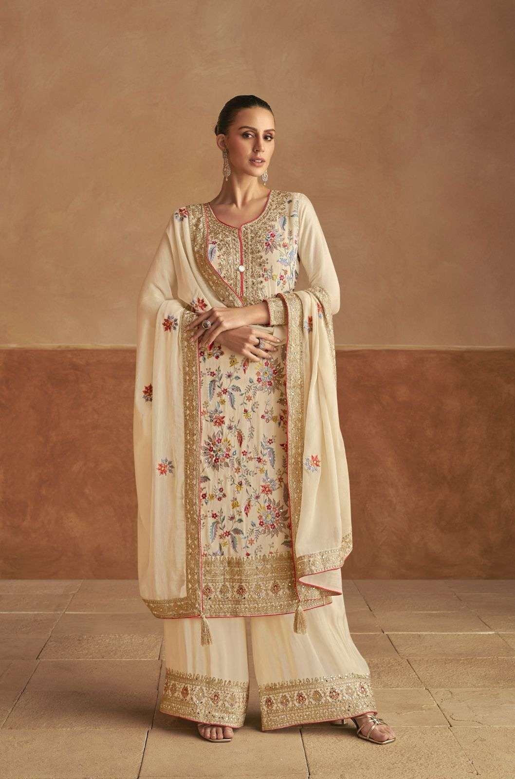 Gulkayra LAHZA Real Chinon Suit with Embroidery Work