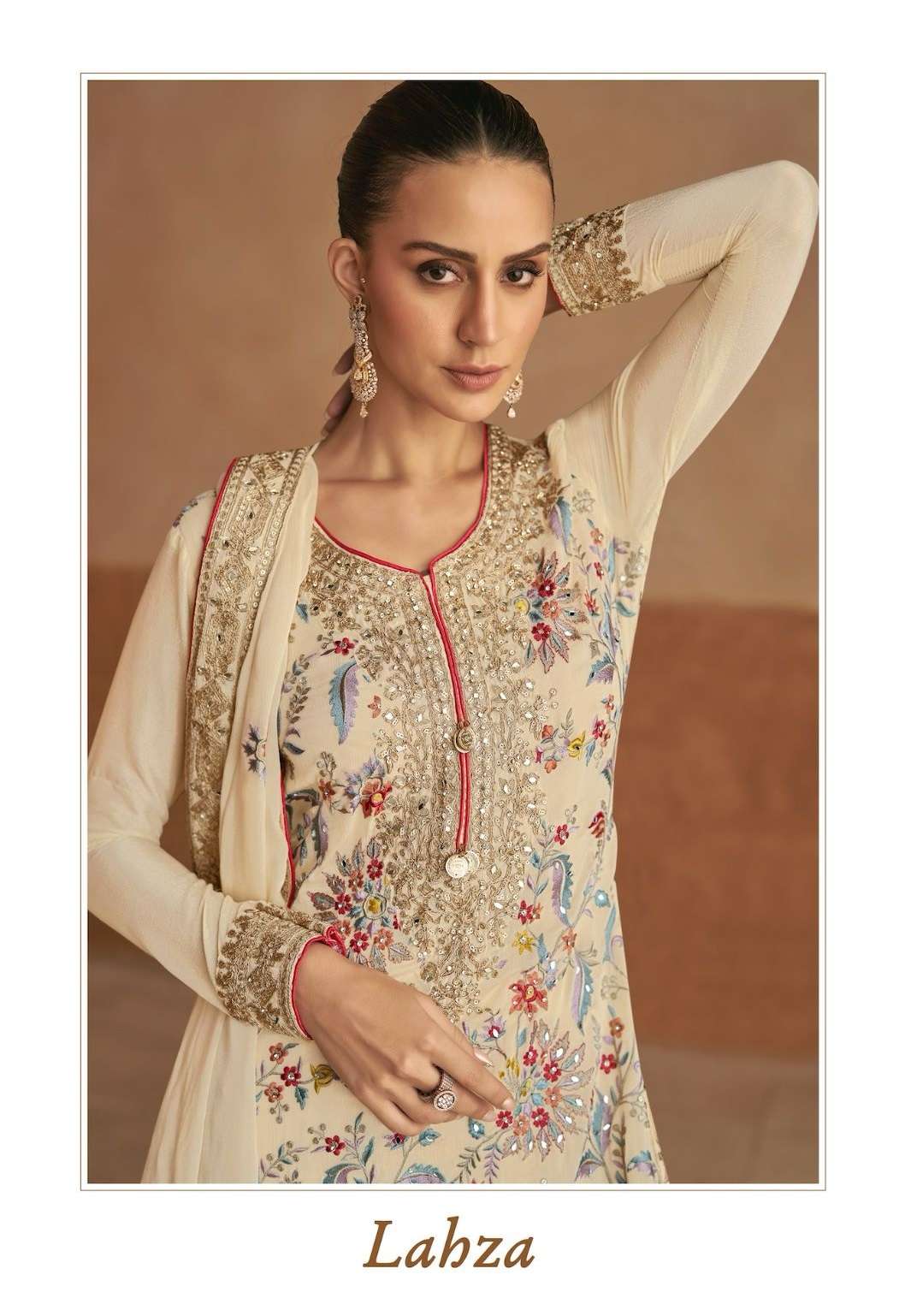 Gulkayra LAHZA Real Chinon Suit with Embroidery Work