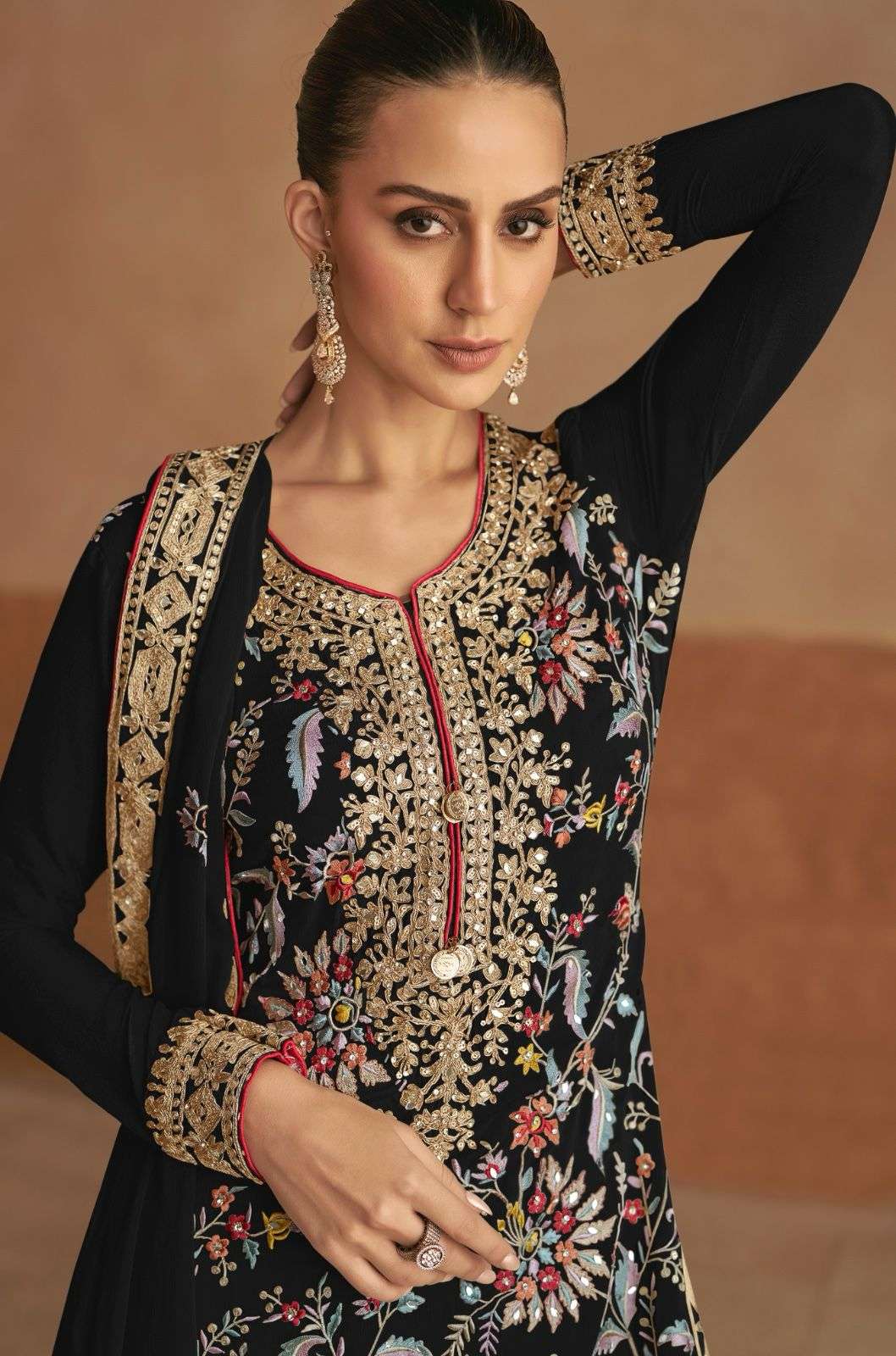 Gulkayra LAHZA Real Chinon Suit with Embroidery Work