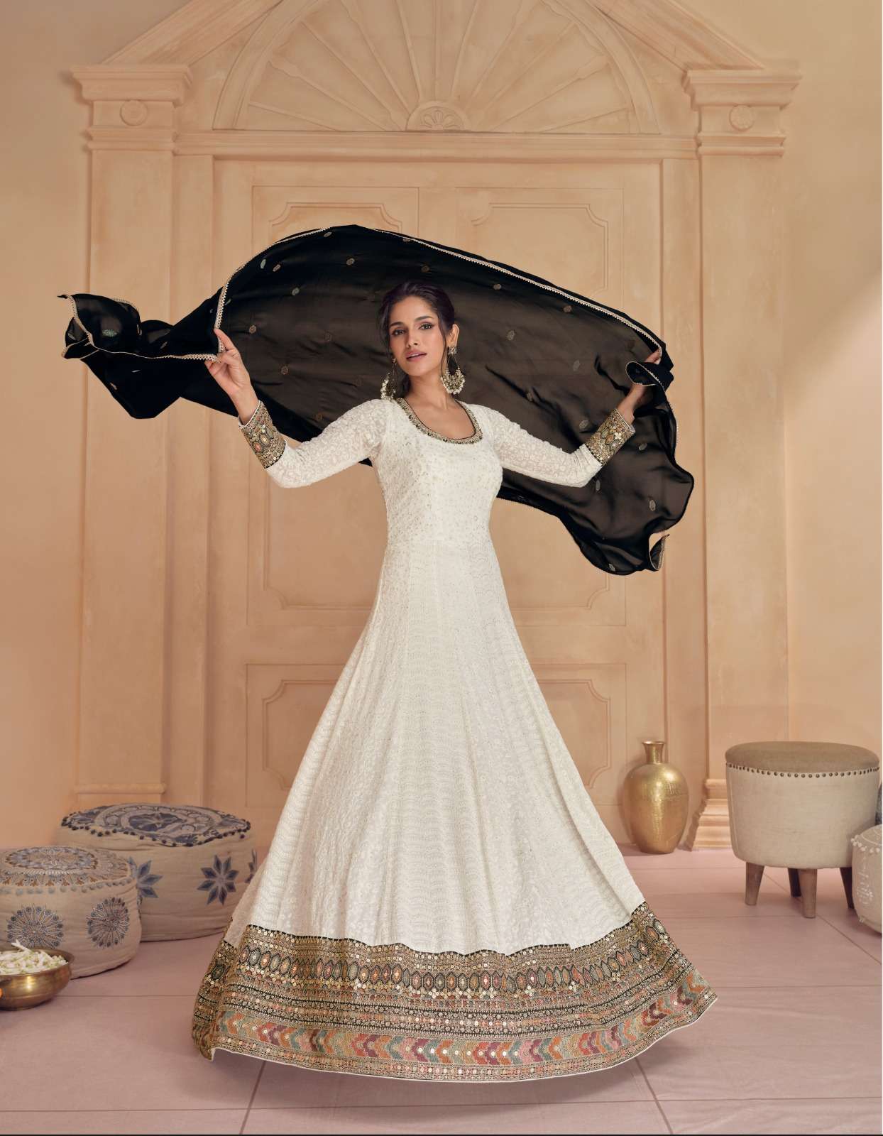 Sayuri Designer- Dastoor design real georgette designer long dress festive collection