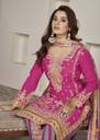 Gulzar Phool Zari Cream Embroidered Chinon Kurta Set